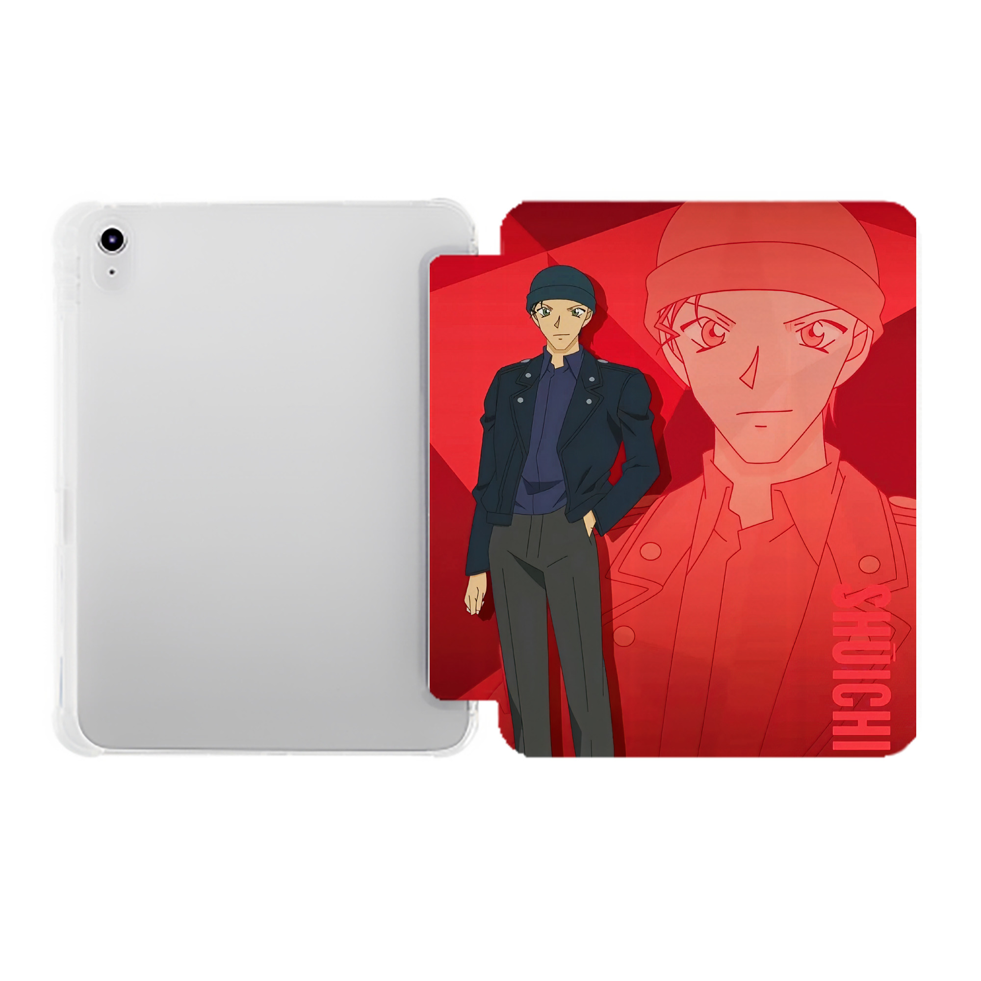 （画像用） 名探偵コナン Detective Conan IPad ケース ペン収納付き 三つ折りスタンド PUレザー×シリコン 対応機種9.5/10.5/10.9インチ
